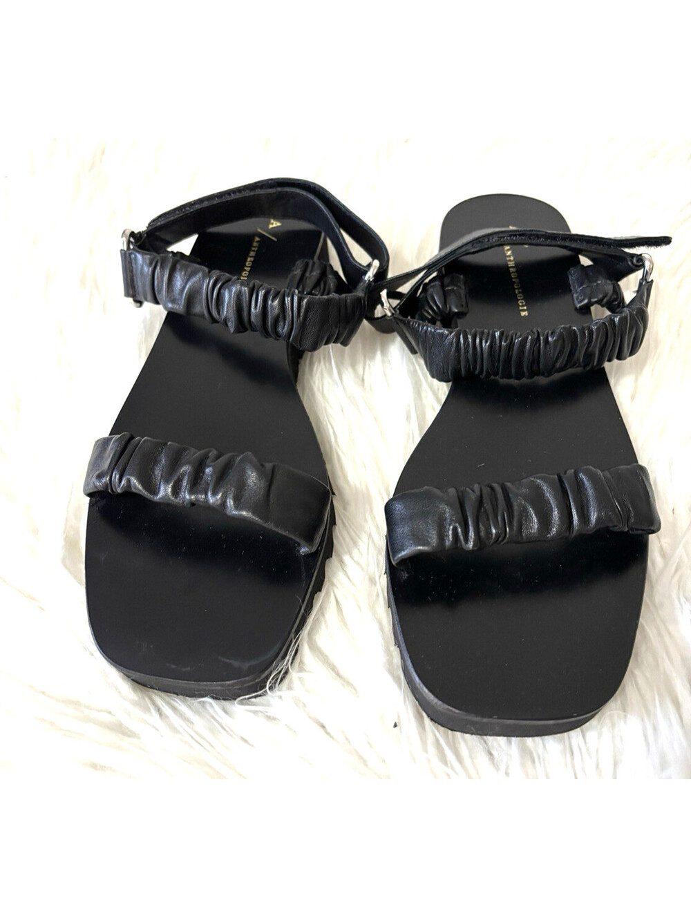 Anthropologie  Womens Black Sandals Sz 8.5 (Eur39)  back Strap